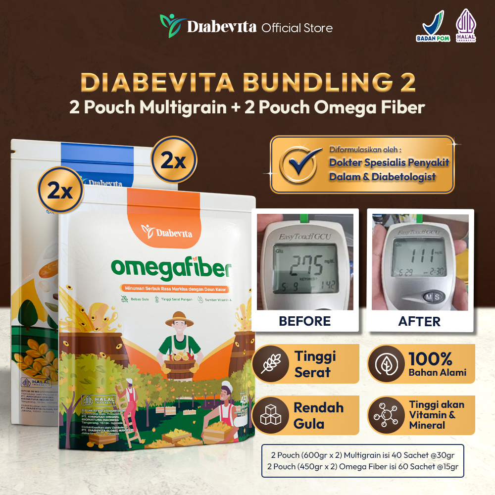 

BUNDLING Diabevita 2 Pouch Omega Fiber & 2 Pouch Multigrain