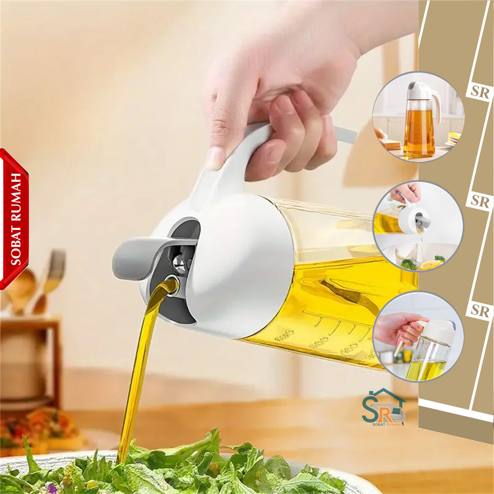 TEKO MINYAK GORENG KACA botol cairan wadah takaran dispenser estetik dapur tupperware oil pitcher ju