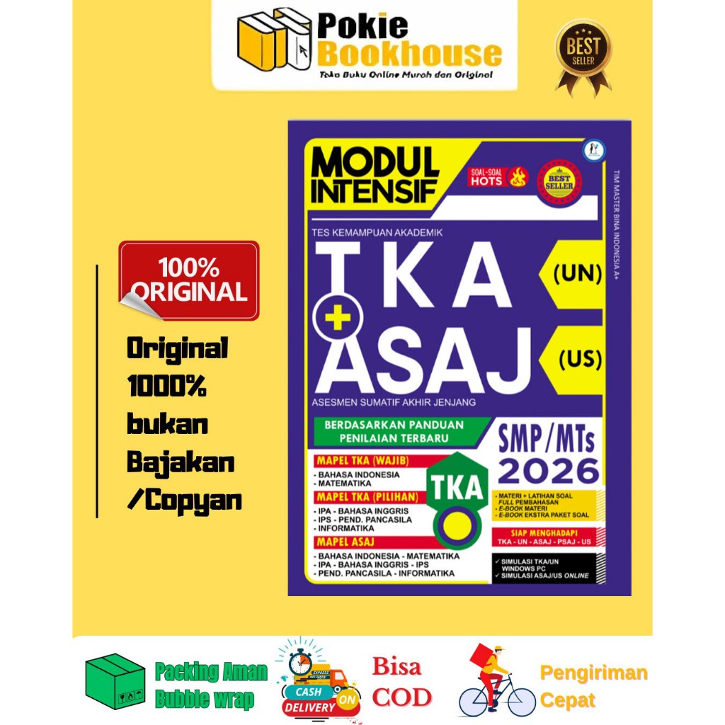 BUKU MODUL INTENSIF TKA (UN) + ASAJ (US) UJIAN SEKOLAH SMP MTS 2026 KISI-KISI TKA TERBARU -EDU PENGU