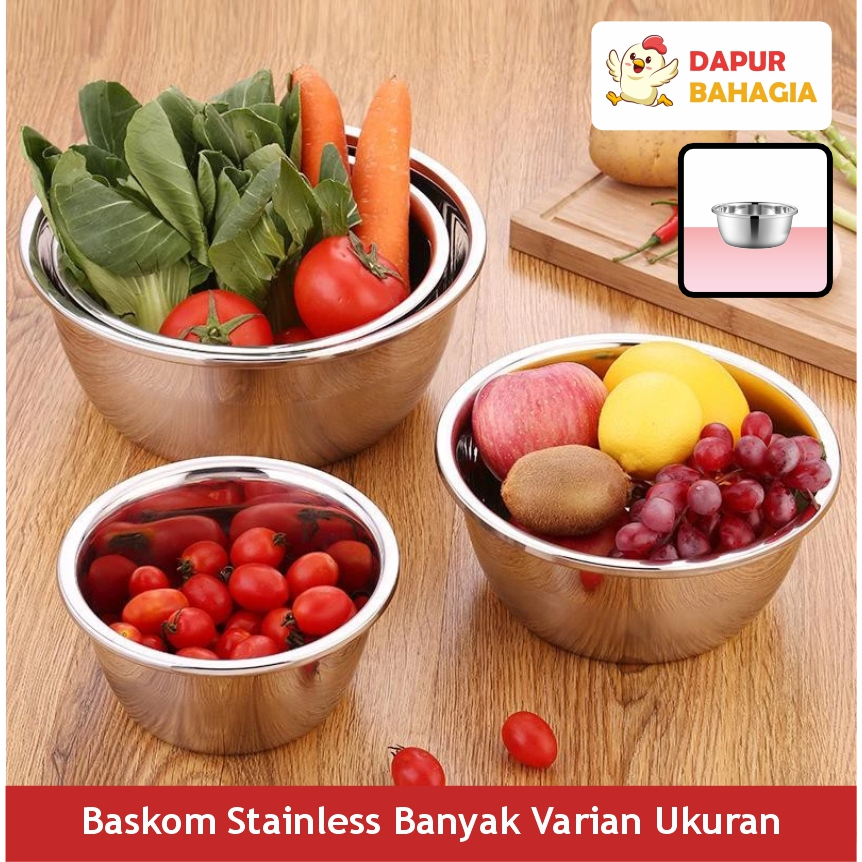Baskom Mangkok Stainless Baskom Stainless Anti Karat 18cm - 38cm Baskom Adonan Kue Baskom Serbaguna 