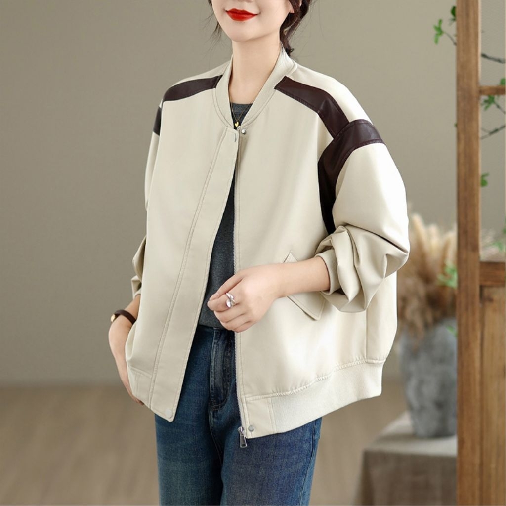 JAKET WANITA KULIT SINTETIS STYLE KOREA