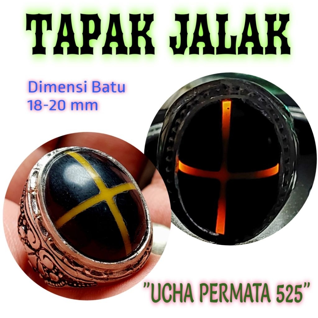 Batu cincin batu akik tapak jalak hitam garis kuning / kelor hitam tapak jalak serat emas