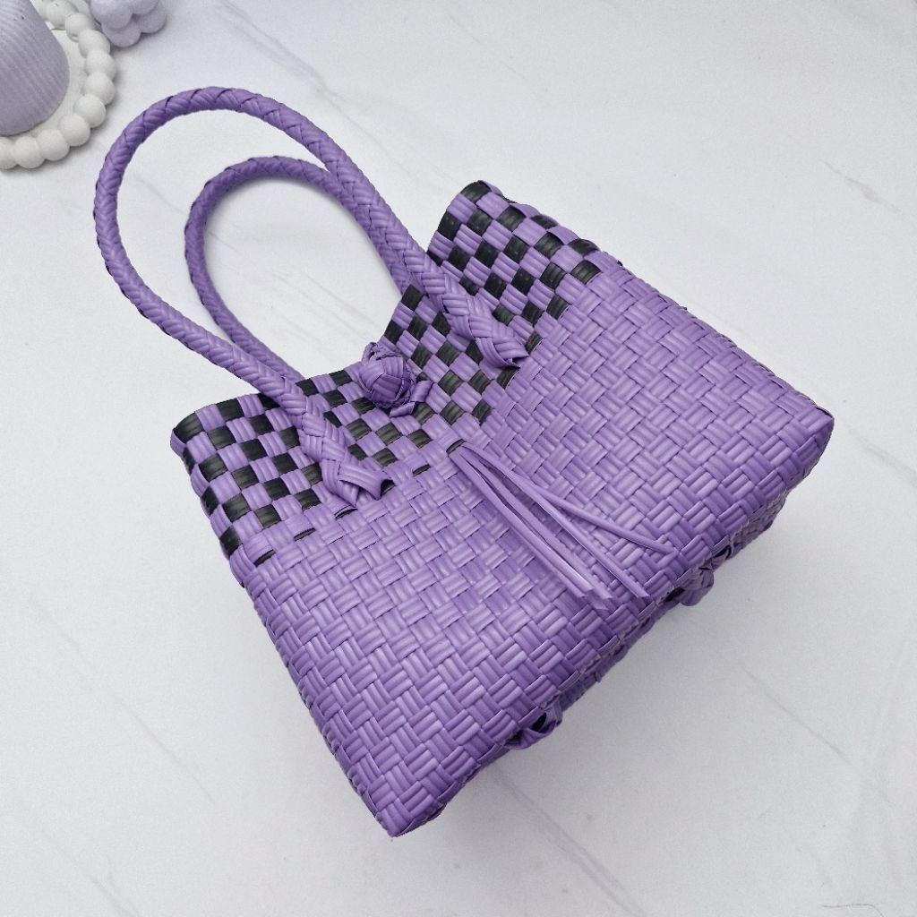 TAS ANYAM UNGU HITAM / TAS JALI UNGU HITAM