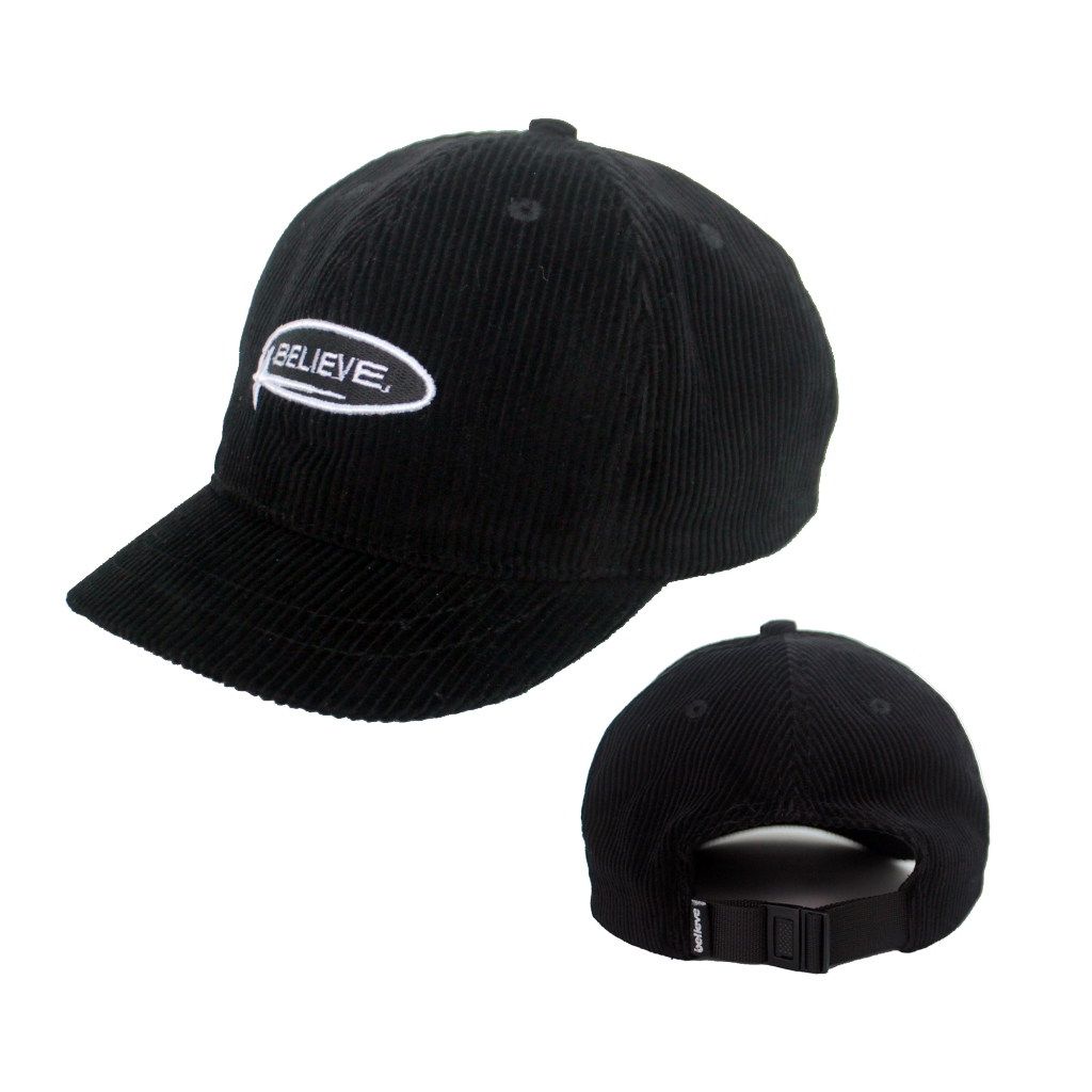 Believe Topi Corduroy Lidah Pendek Hitam