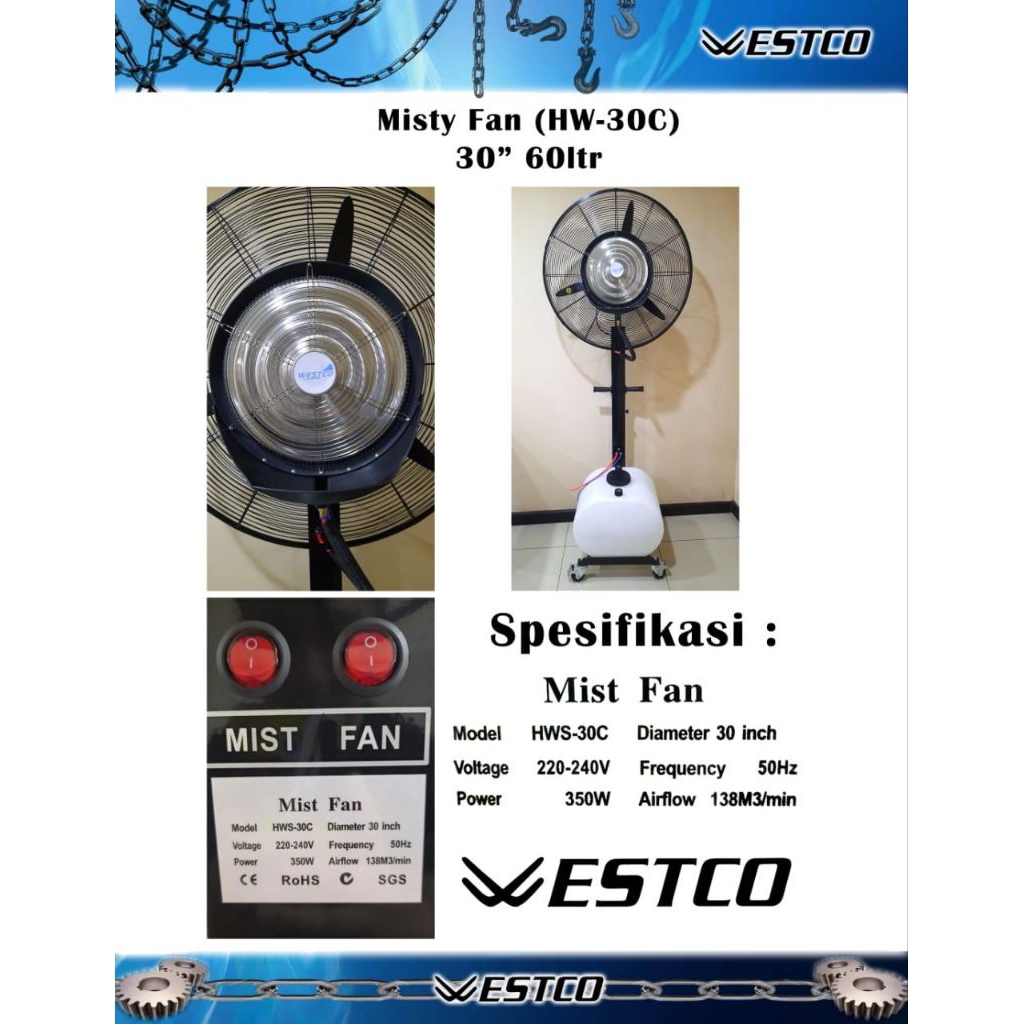 KIPAS ANGIN EMBUN WESTCO HW-26C 26" 60L / KIPAS EMBUN 26" / MIST FAN
