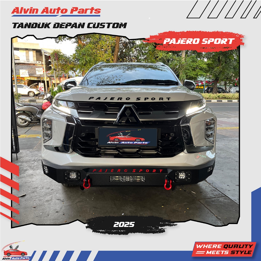 TANDUK PAJERO SPORT CUSTOM STYLE / PENGAMAN BUMPER DEPAN PAJERO SPORT CUSTOM STYLE