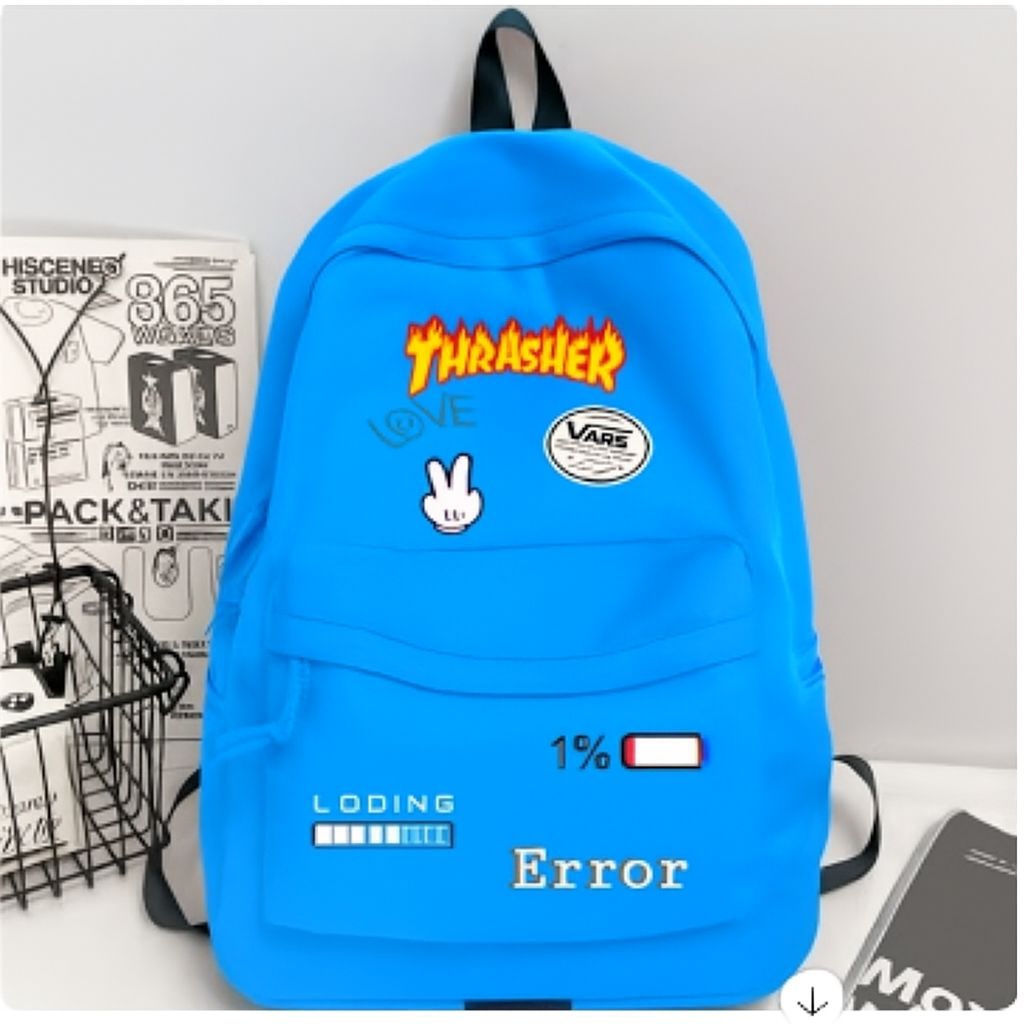 Tas Distro Pria Cowok Keren Motif Error Kasual Ransel Terkini Fashion Anak Sekolah SD SMP SMA