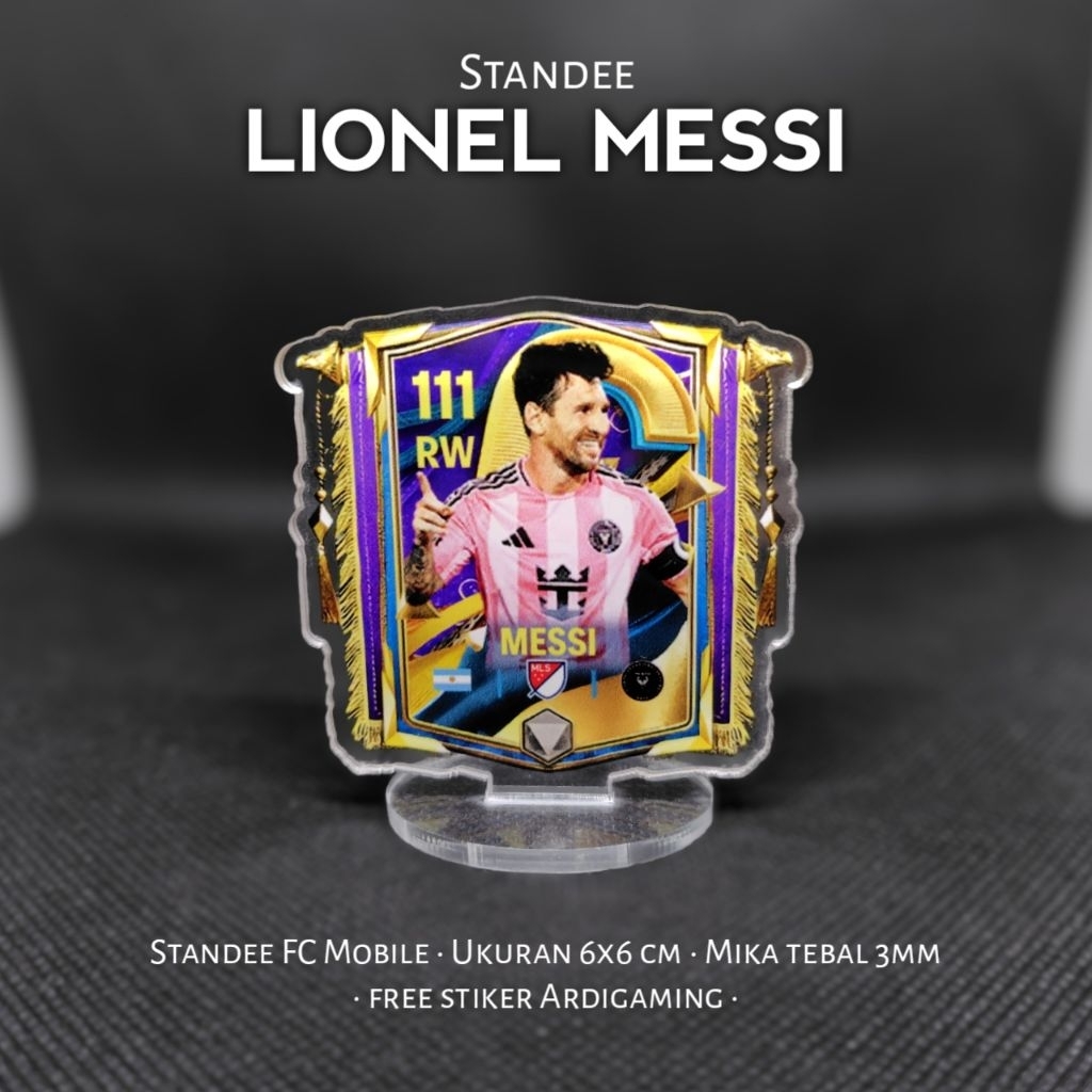 gantungan kunci kartu fc mobile lionel messi dan standee