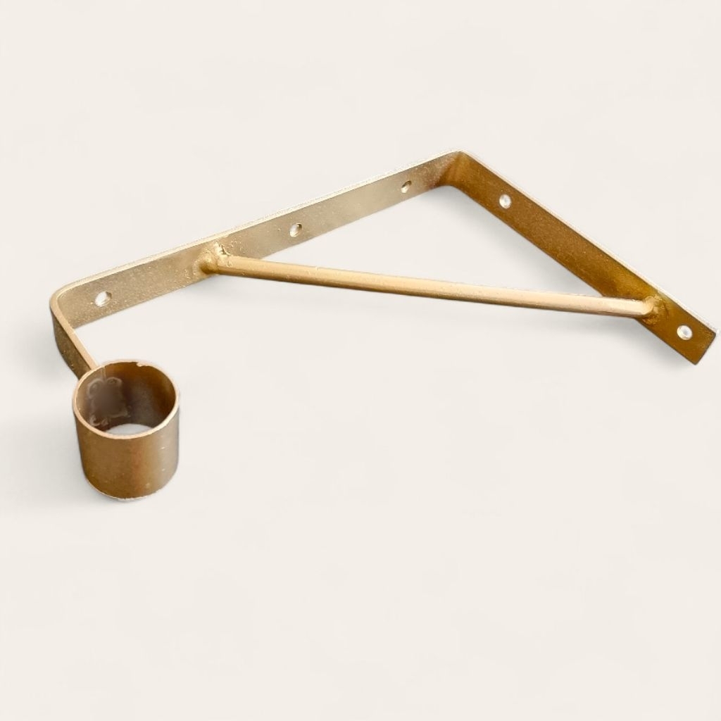 Siku Besi Rak Dinding Gantungan Lubang 1 Inch 20 cm Warna Gold