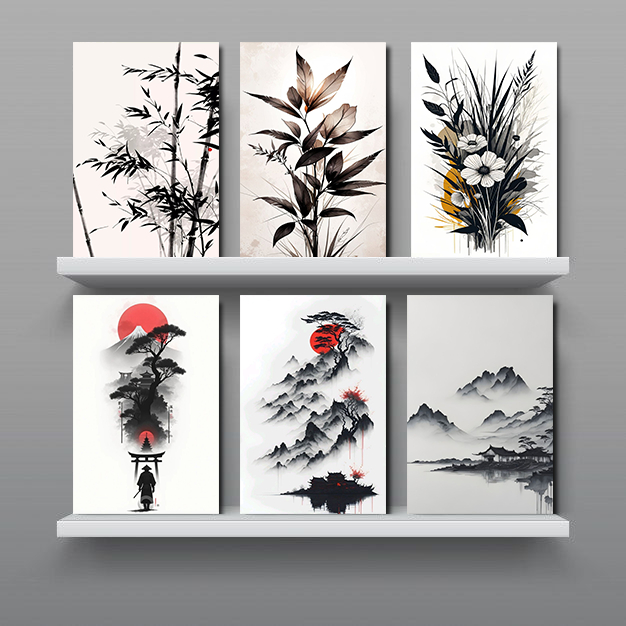 Hiasan Dinding Jepang Aesthetic Lukisan Sakura Pohon / Wall Decor