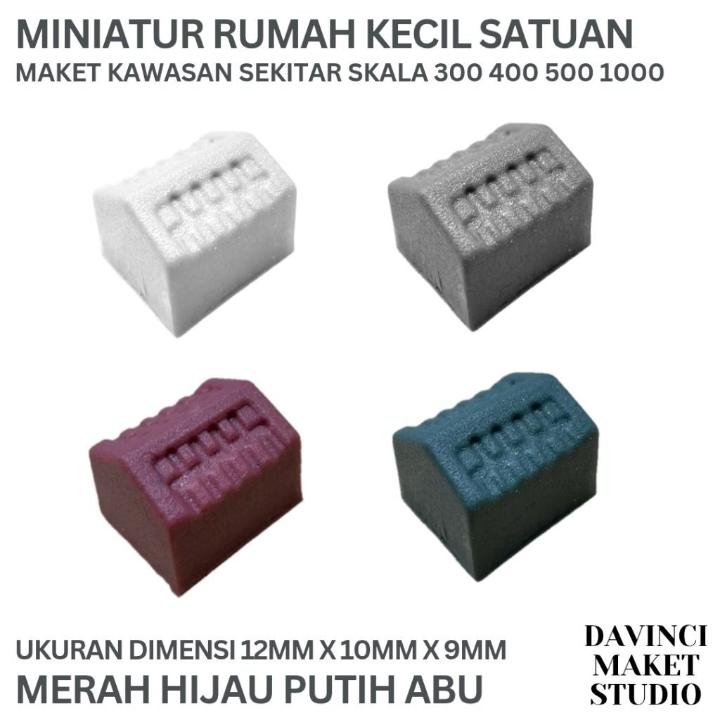 (S) Miniatur Rumah Plastik Pla Putih Abu Merah Hijau Kecil Skala 300 400 500 1000 Universal Maket Ba