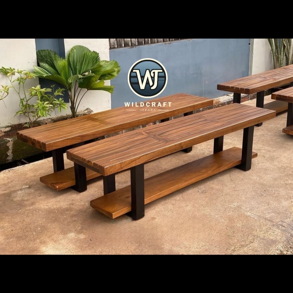 BANGKU GAMBANGAN BANGKU MULTIFUNGSI BANGKU PANJANG KAYU TREMBESI SOLID