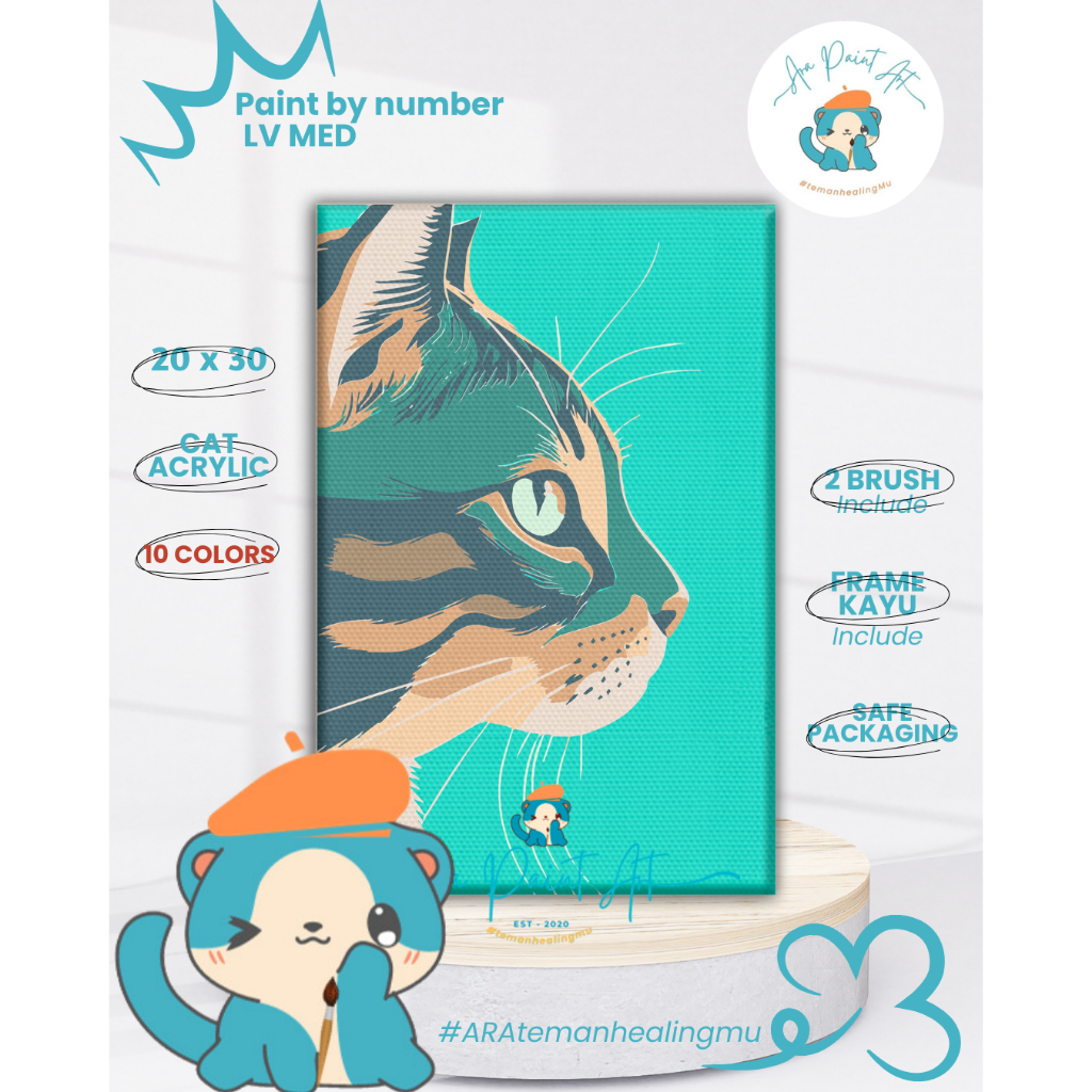 

Ara Paint Art BOHO CAT SERIES Paint by numbers kit I Painting I Painting by numbers I Kado Wisuda I Kado unik I Kanvas Lukis