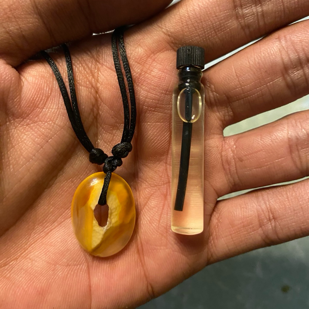 KALUNG TALI SATIN LIONTIN BATU COMBONG MG ASLI