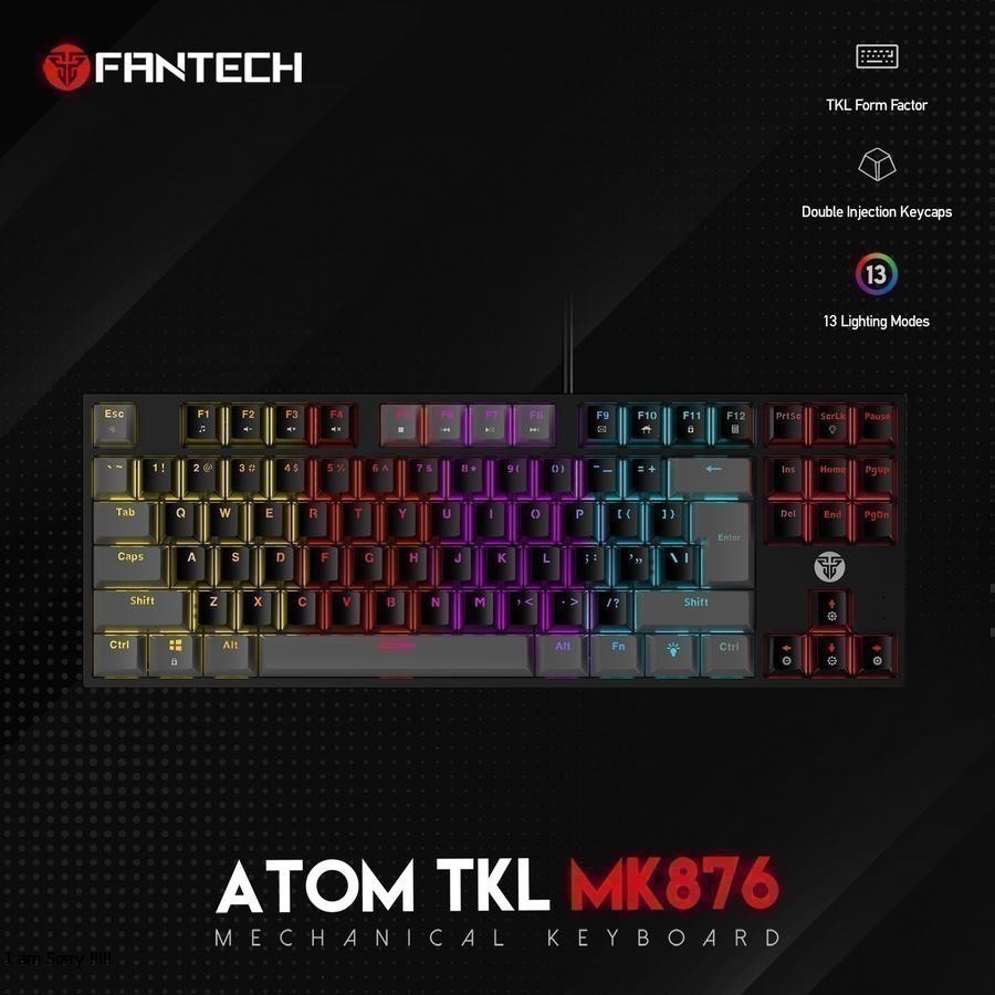 Fantech MK876 Keyboard Mekanik TKL 87 Tombol Hot-Swappable RGB Wired USB Hitam/Abu-abu