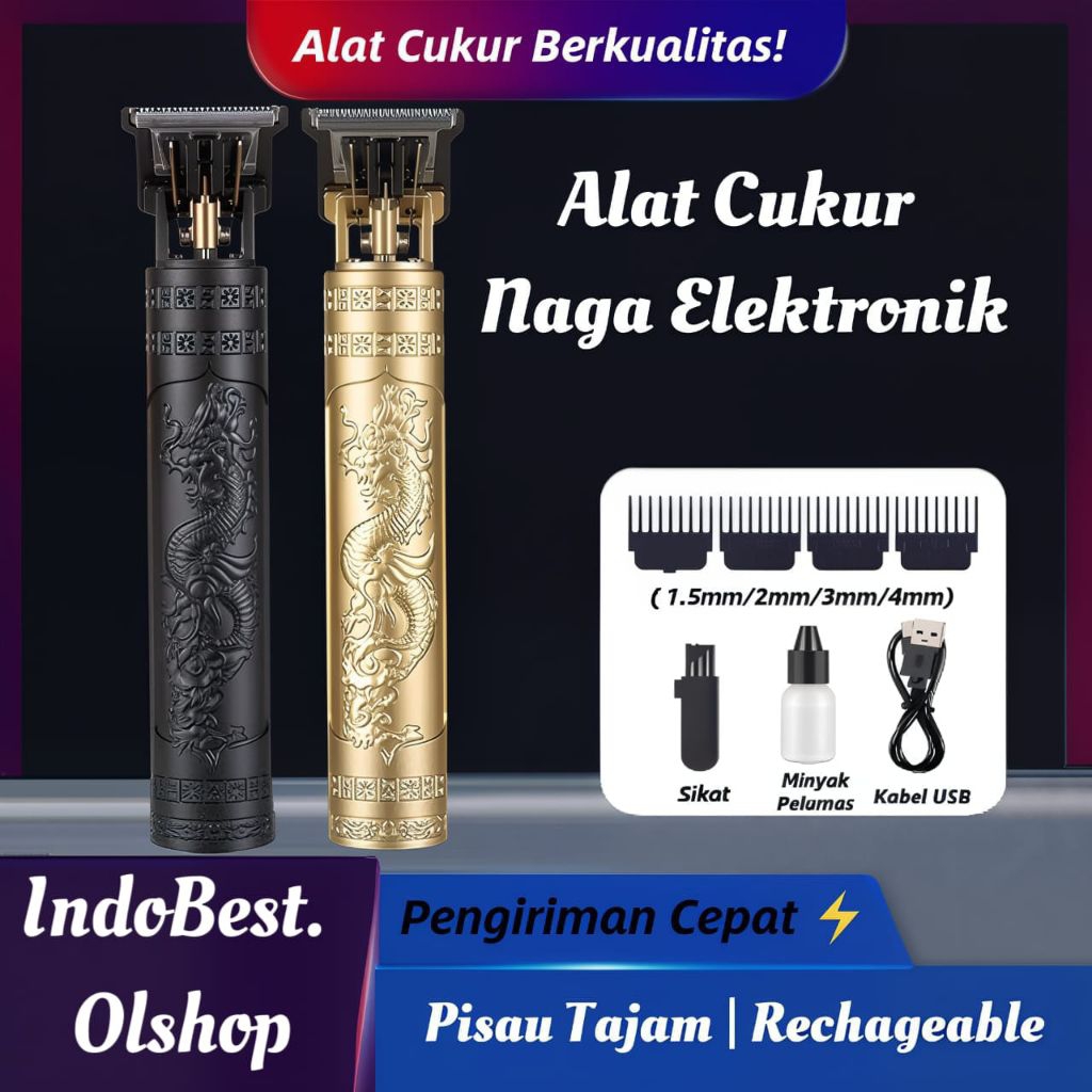 Mesin Alat Cukur Cas Elektrik Gunting Pencukur Bulu Rambut Kepala Kumis Jenggot Vintage T9 Motif Nag