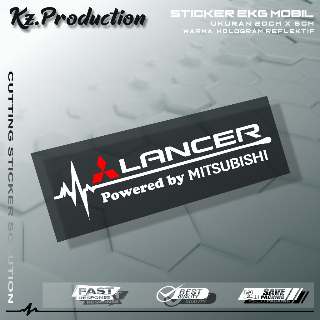 Sticker Cutting Kaca Mobil Mitsubishi Lancer Motif Detak Jantung EKG Mobil Mitsubishi