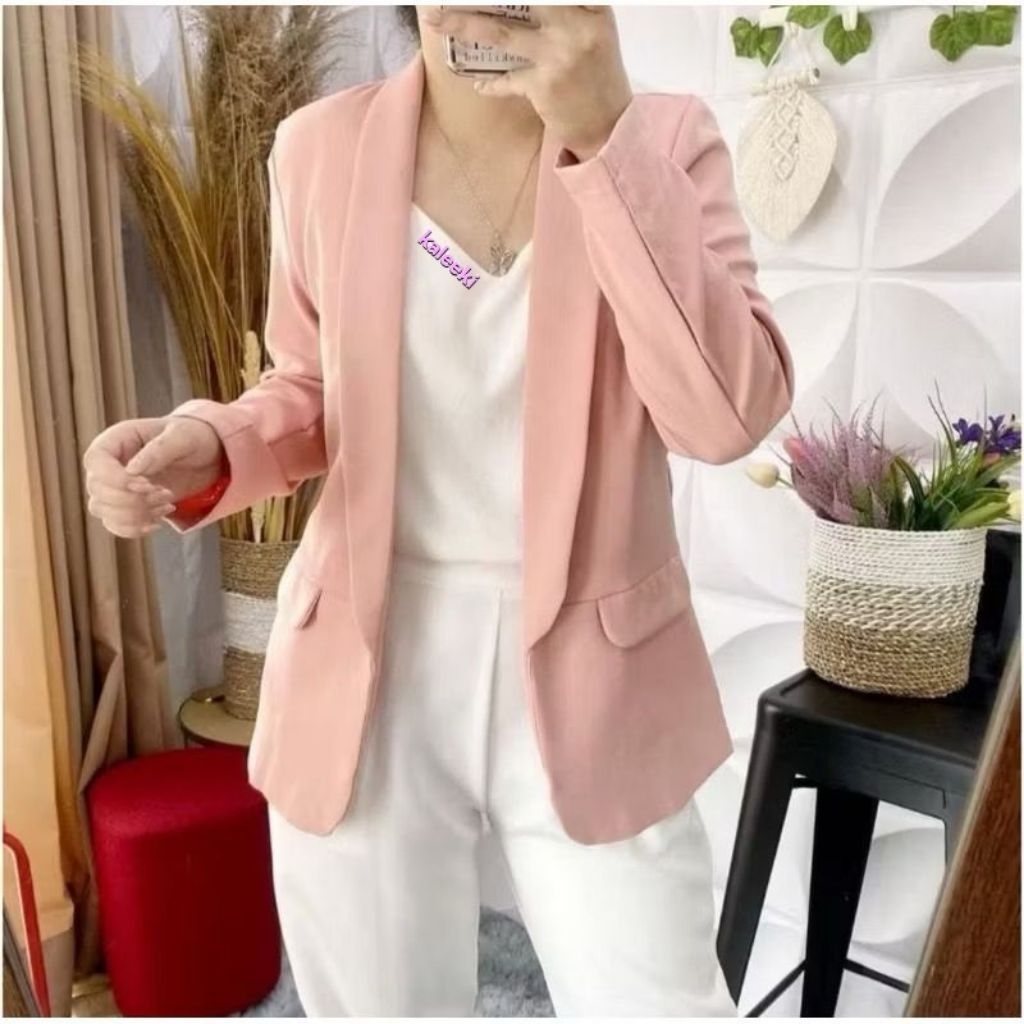 Jas Blazer Wanita Kerah Panjang Jas Blazer Wanita Trendi Jas Kantor Wanita Semi Formal