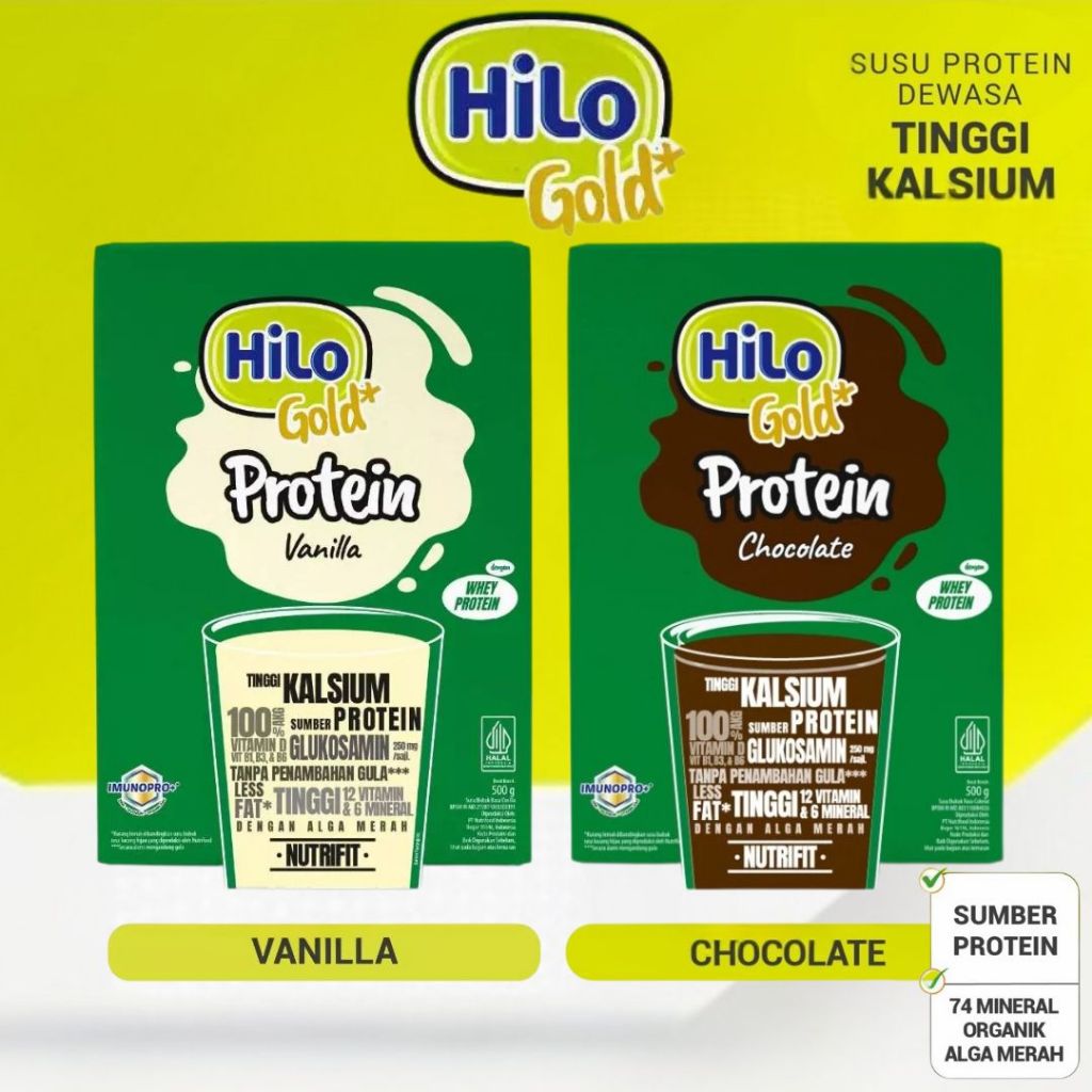 

HILO GOLD Vanila / Chocolate - Box 500gr - Susu Dewasa Tinggi Kalsium