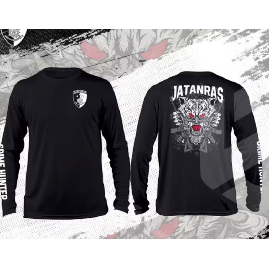 KAOS JATANRAS Hitam Lengan Panjang Baju Pria  Komunitas polisi Distro