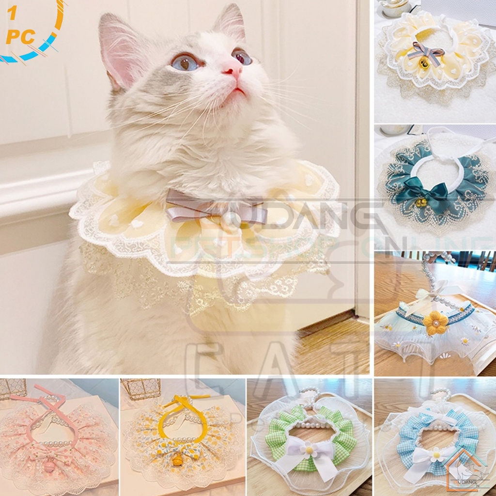 KALUNG KUCING RENDA Pet Acessories Kain Nyaman Untuk Anabul Bandana Anjing Kucing Kalung Kucing Anji