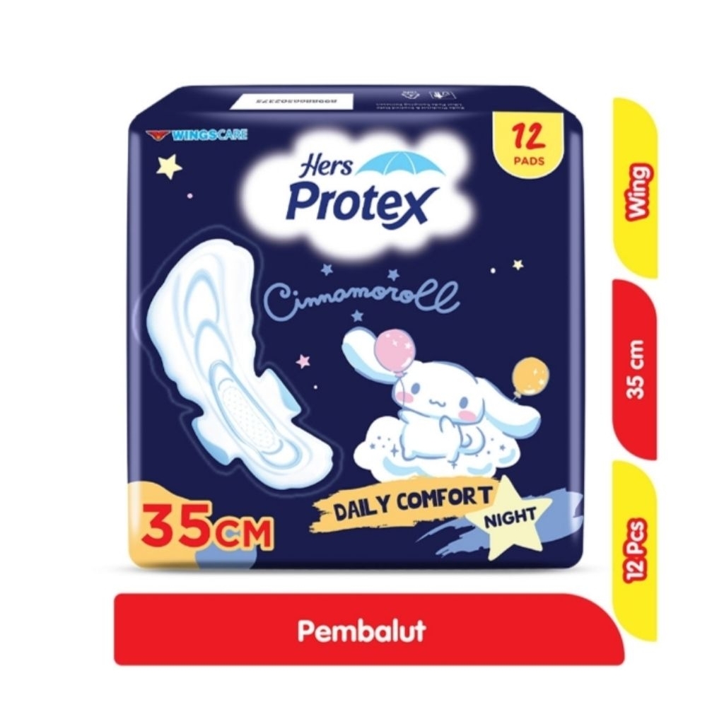 Hers Protex Pembalut Wanita Wing Malam 35 cm 12 Pads