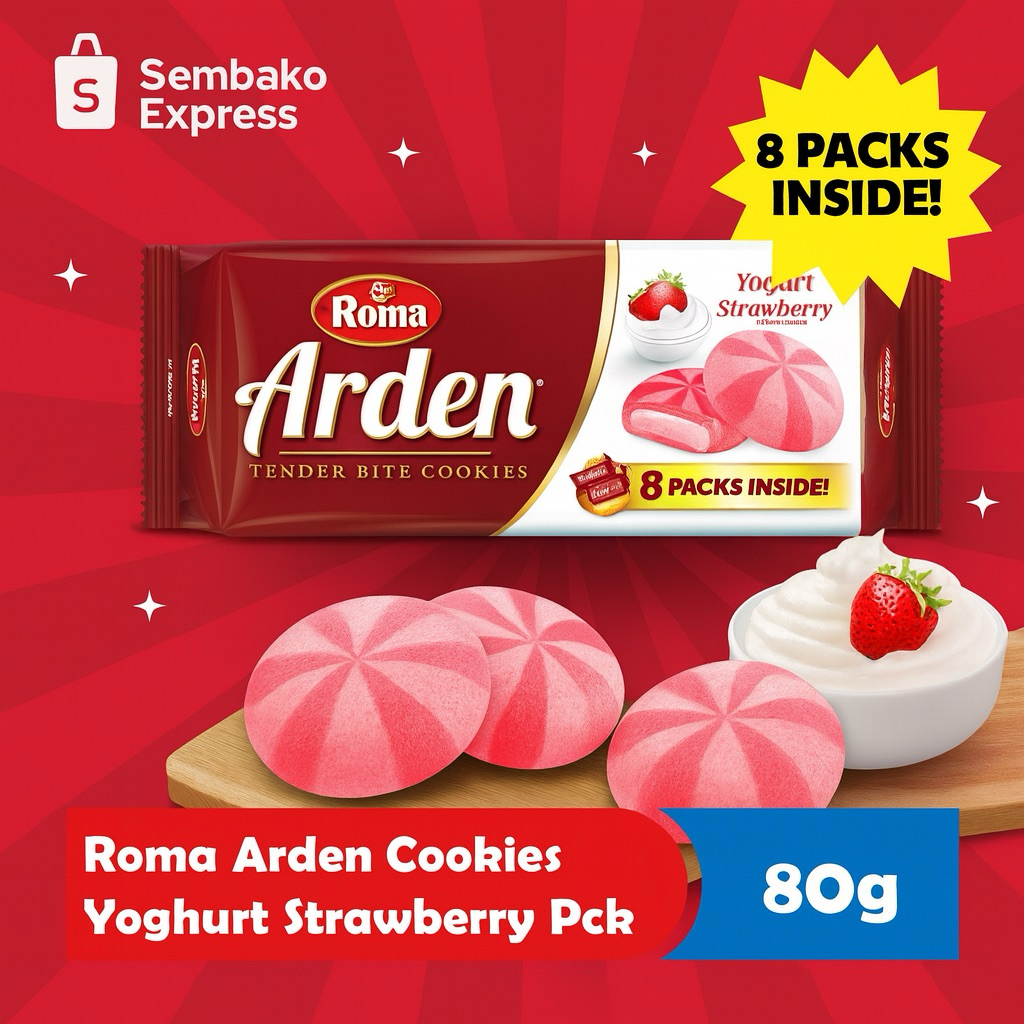 Roma Arden Cookies Yoghurt Strawberry 80g – Isi 8 Pack