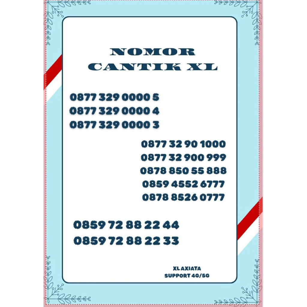 kartu perdana XL Nomor Cantik XL Axiata 4G LTE triple Ekor 777 888 999 000 dan 0000