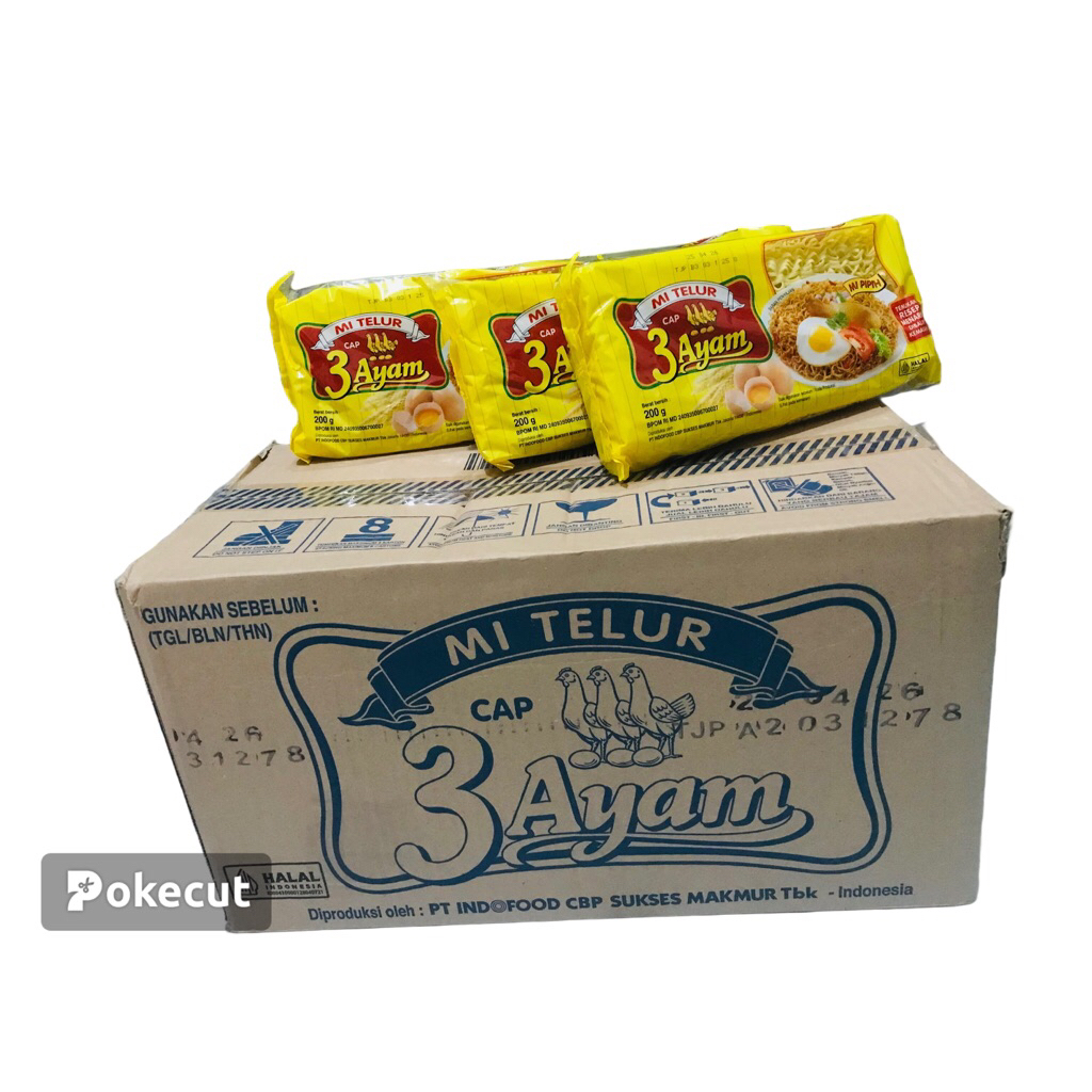 Mie Telur Cap 3 Ayam 1 dus (isi 20)