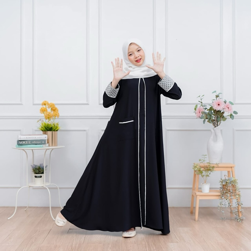 FREE ONGKIR SADA KIDS ABAYA ANAK REMAJA MUSLIM USIA TANGGUNG 8-15 TAHUN GAMIS LEBARAN ANAK CRINKLE