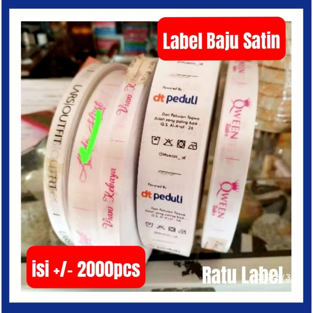 label baju hijab murah pita satin custom nama pita 2cm