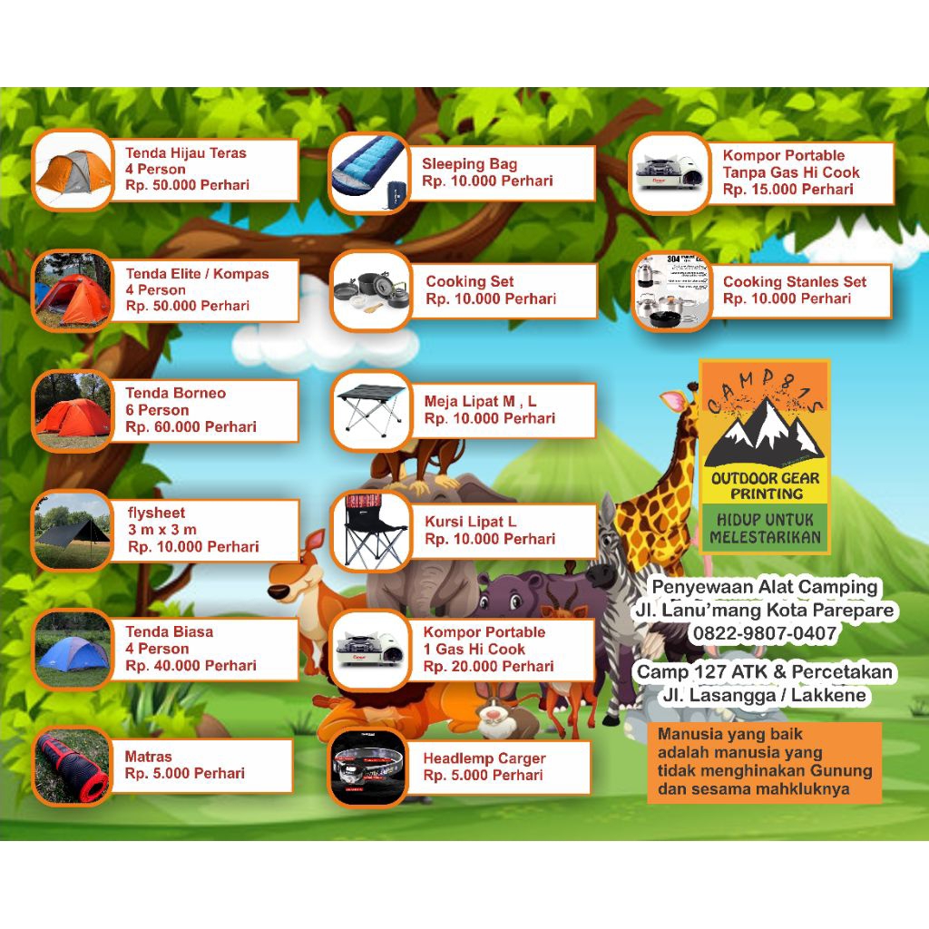 Penyewaan alat Camping