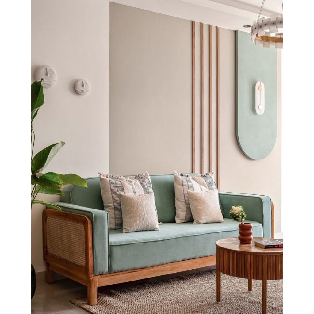 SOFA ROTAN KEKINIAN KAYU JATI ASLI | SOFA ROTAN  TIPE JAPANDI ESTETIK | SOFA KAYU JATI