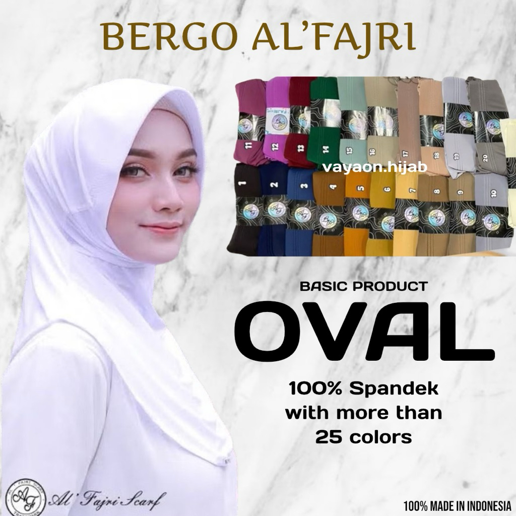 Jilbab AL FAJRI Scarf (ORI) Bergo Oval Ped Lebar / Jilbab Sekolah alfajri Spandek Daily Bahan Adem