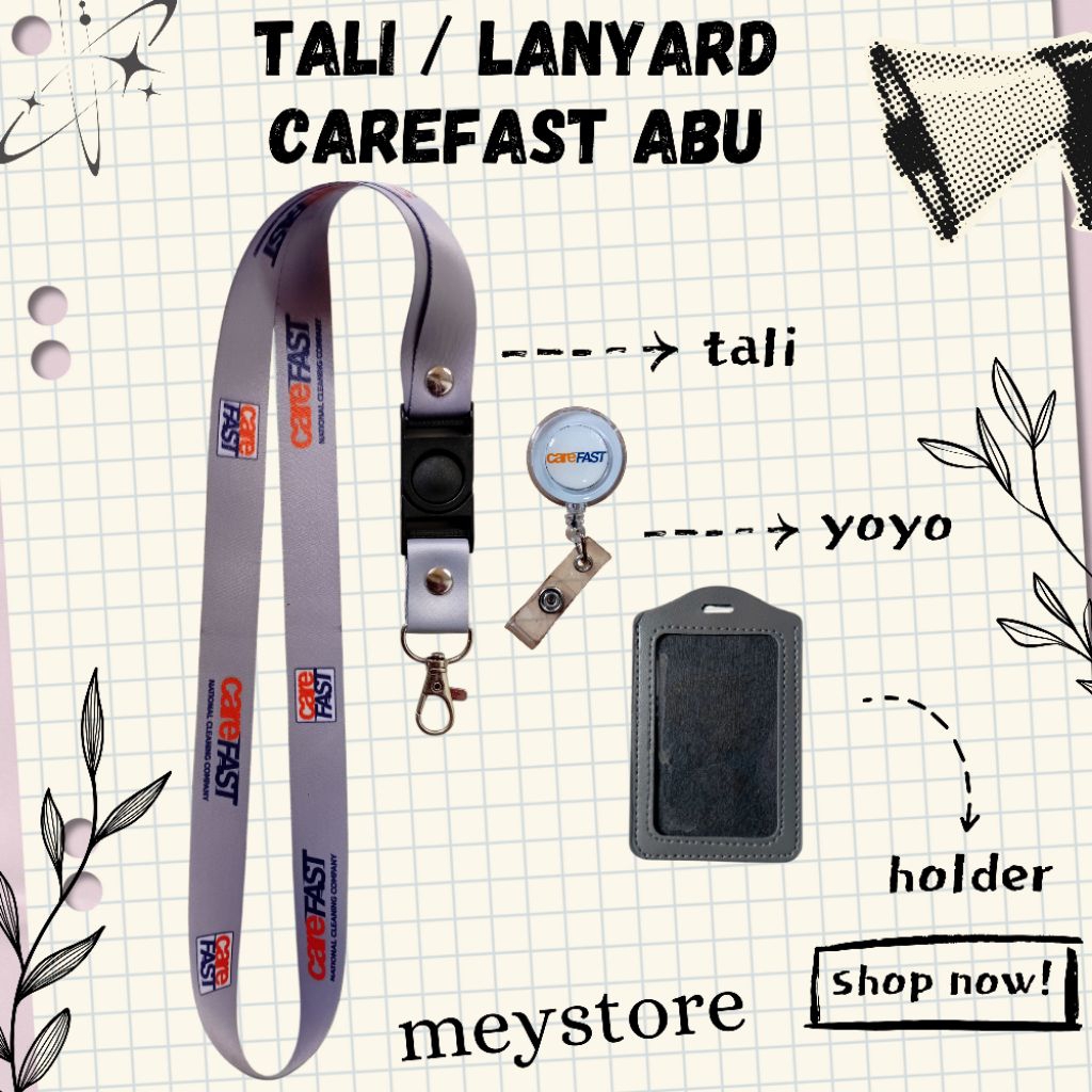 

Tali ID CARD / Lanyard CAREFAST Abu-abu [STOCK MELIMPAH] Termurahhh Harga Grosirrr!