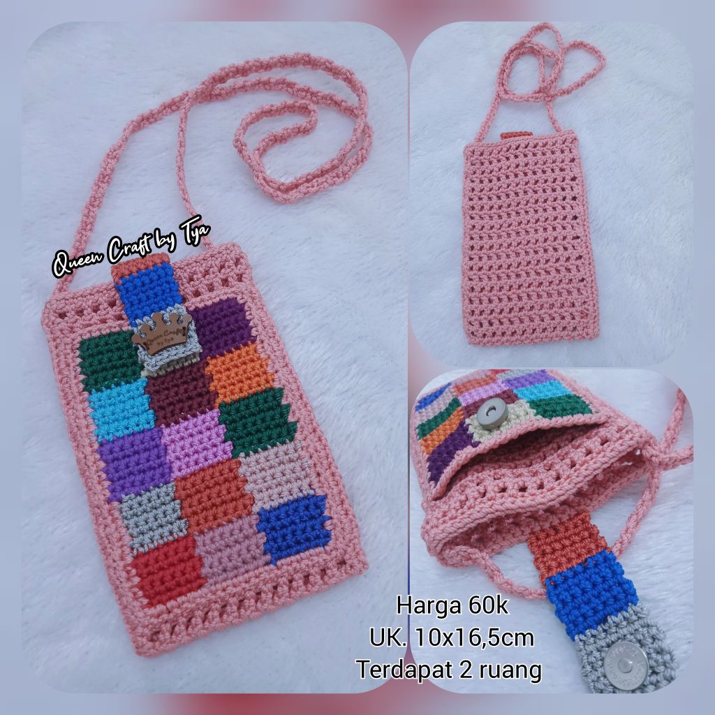 dompet hp rajut handmade