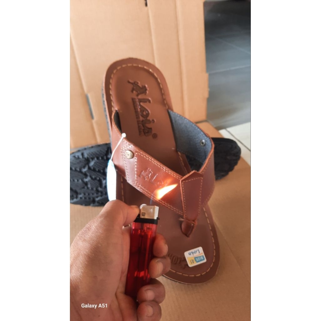 Sandal Pria Kulit Asli Murah, Sendal kulit asli pria outsole pvc, Sendal jepit pria kulit asli