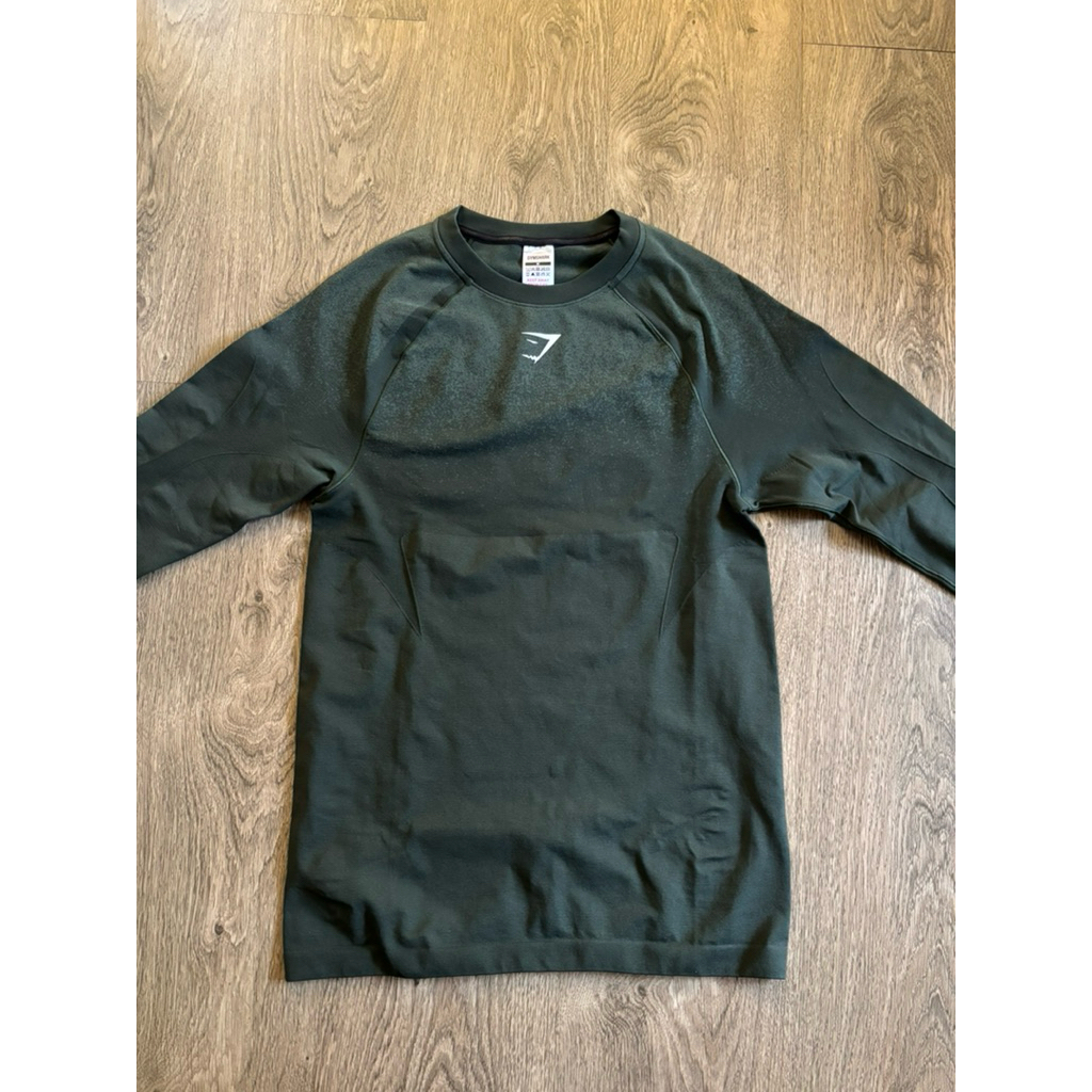 Original Gymshark Shadow Seamless Long Sleeve T-Shirt - Trail Green - M
