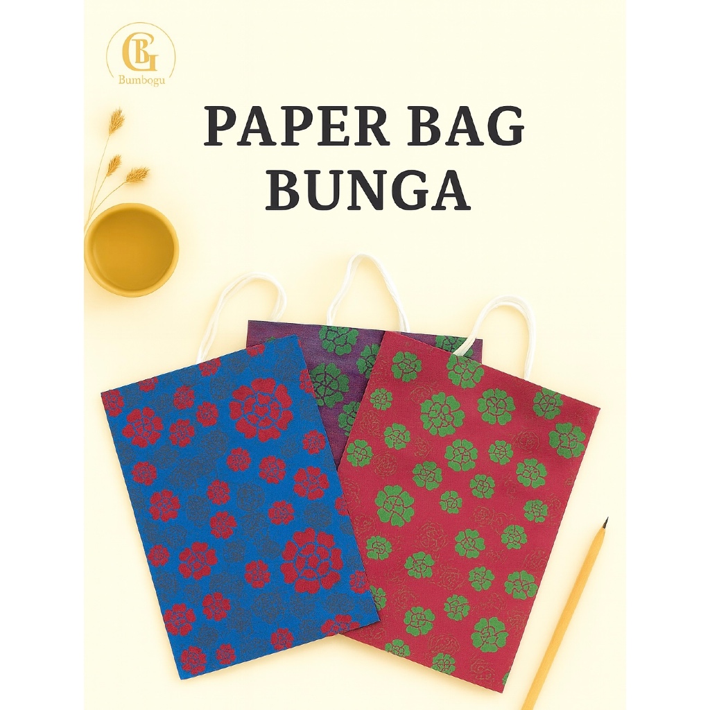 

6 PIECE PAPER BAG KERTAS MOTIF BUNGA / GOODIE BAG WARNA / PAPER BAG MURAH