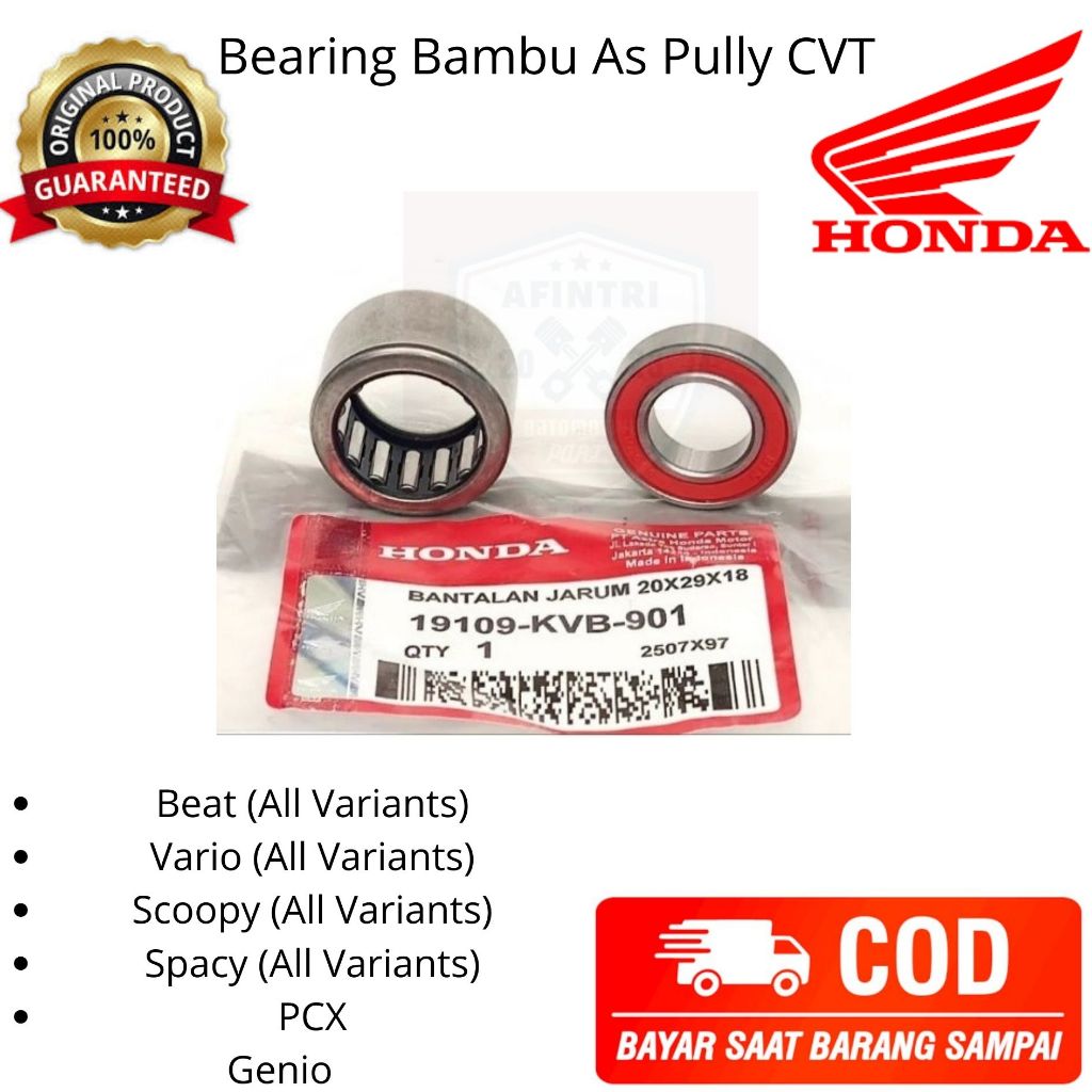Original AHM Bearing Laher Bambu As Pully CVT Belakang Honda Beat Vario 110 125 150 Scoopy Spacy Gen