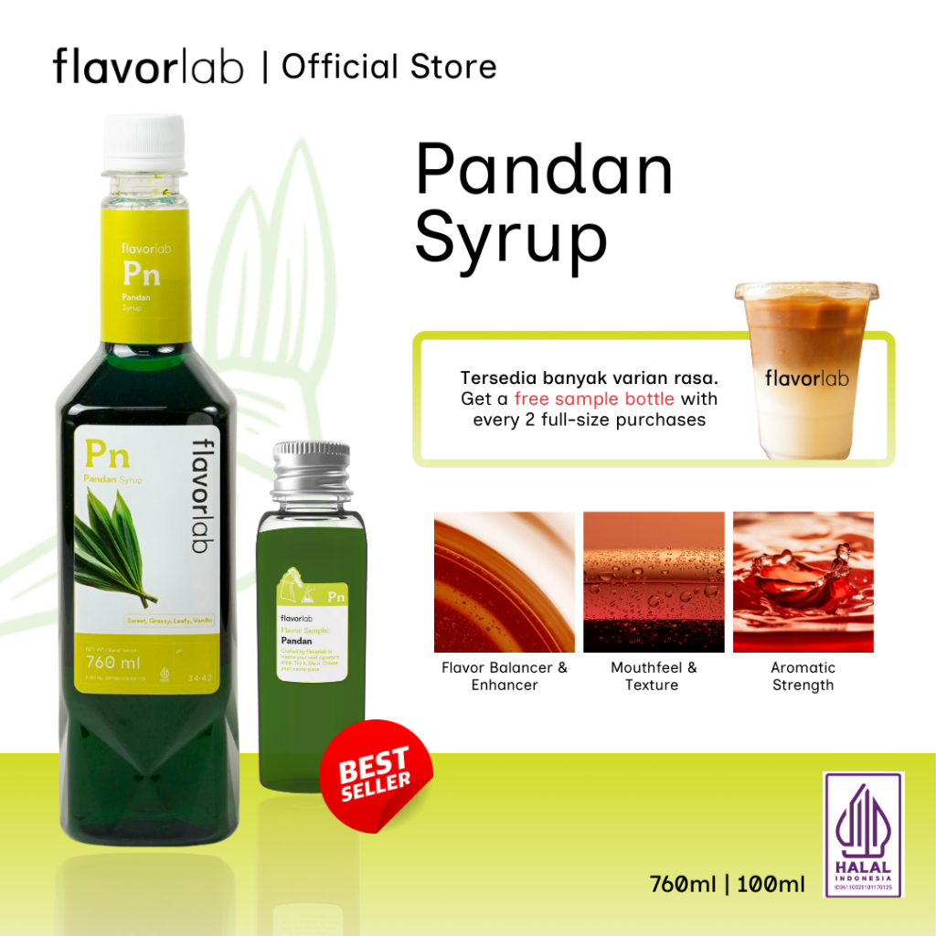 

Flavorlab Pandan Syrup Halal 760ml – Sirup Premium Rasa Pandan untuk Kopi Susu & Minuman Café
