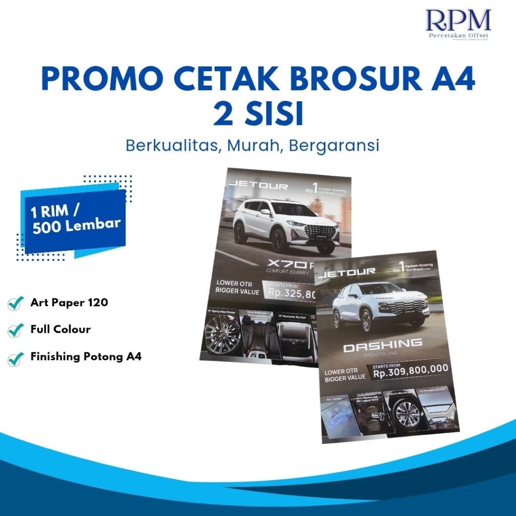 

Cetak Brosur Ukuran A4 | 2 Sisi | Kertas Art Paper 120 gsm | 1 Rim | 500 Lembar