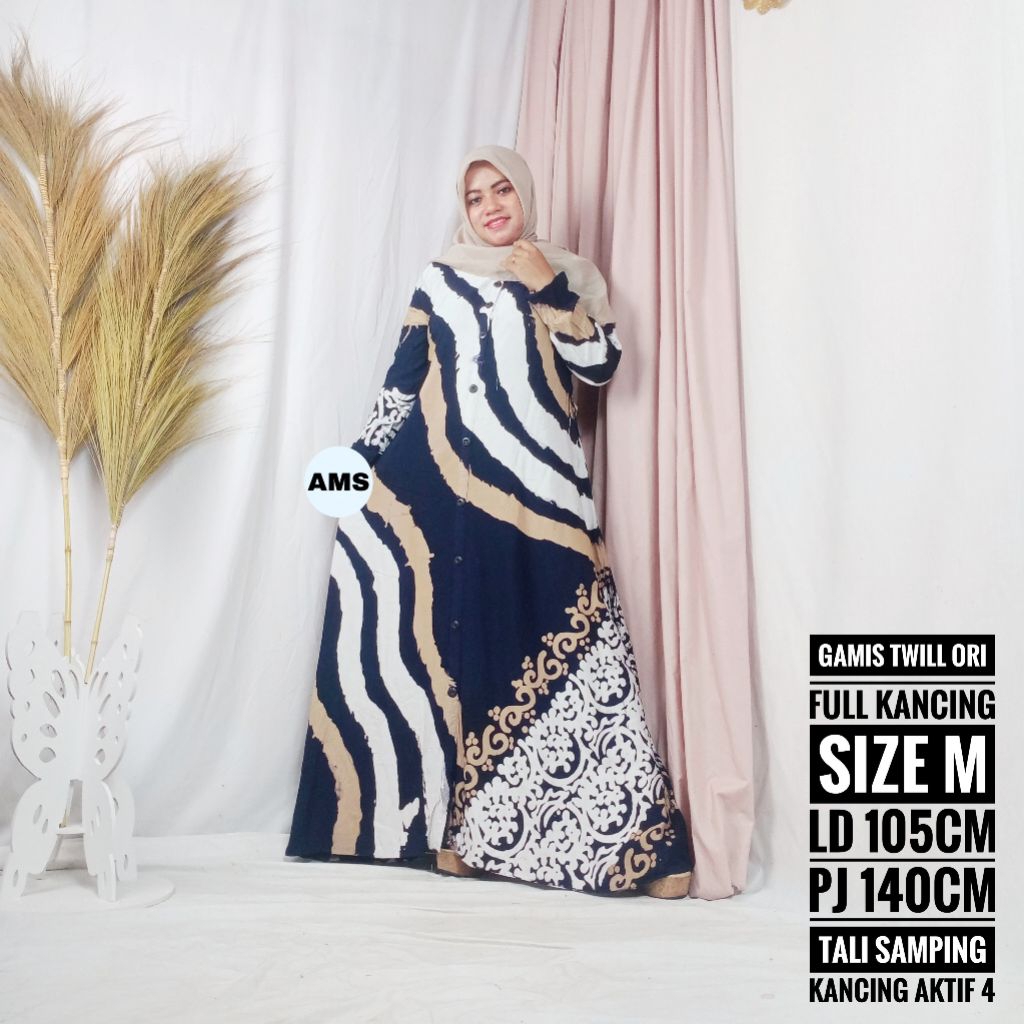 Batik Altha MS Gamis Twill Ori Bukan Rayon Bahan Tebal Premium Adem Daster Twil Panjang Batik Abstra