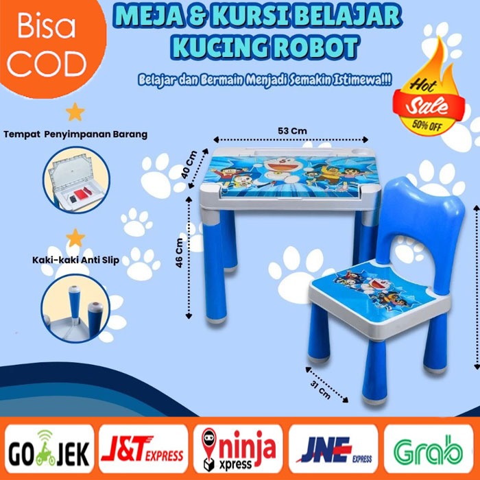 Meja Dan Kursi Set Junior Anak Karakter / Meja Belajar Dan Kursi / Kursi TK / Kursi Anak Motif