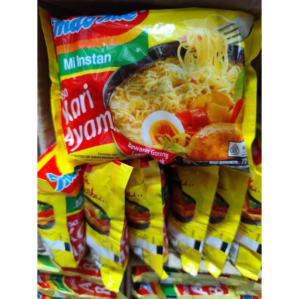 

INDOMIE KUAH -SOTO MIE -AYAM BAWANG -SEBLAK JELETOT- KARI AYAM -1 KARTON ISI 40 PCS
