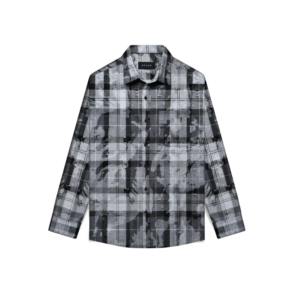 Original 100% Rucas Flannel Distressed Camo | Flannel Rucas Juna White Gradation | Flannel Uus Vinta