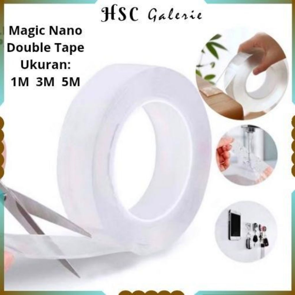 

HSC Nano Double Tape Bening Panjang 1M 3M 5M Nano Tape Transparant Double Tape IVY Super Kuat Bisa Dicuci