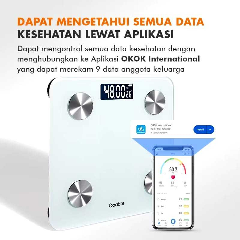 Gaabor Smart Fat Scale LED Timbangan Digital GWS-M02A