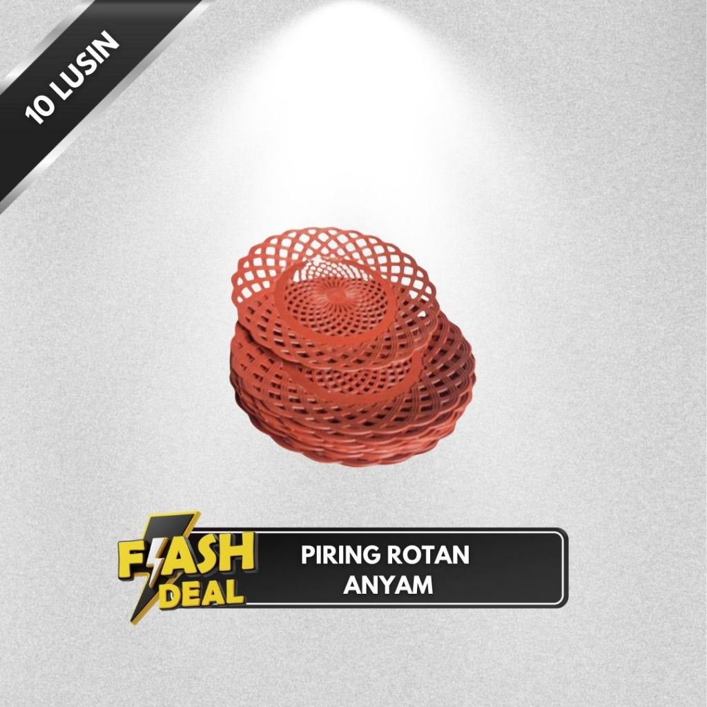 Grosir Piring Rotan Anyam 24.5cm 10 Lusin - 120 Pcs | Piring Motif Anyam