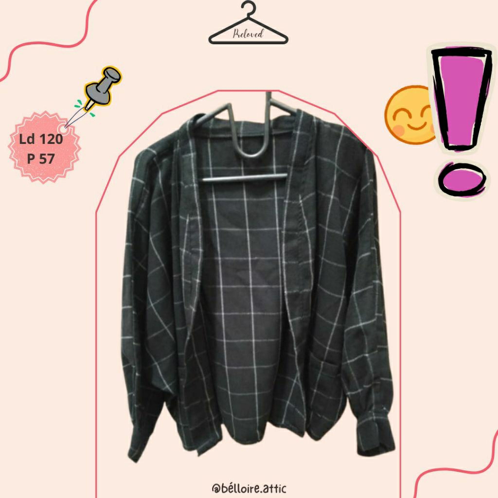 pl outer kotak kotak flanel lengan balon include admin